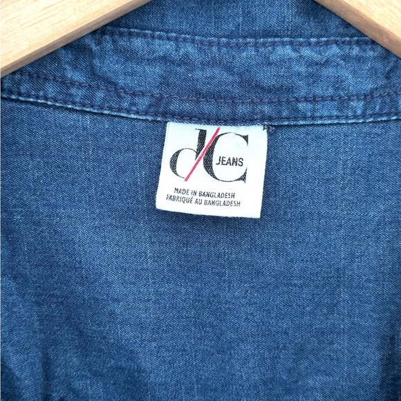 Women's XL‎ Embroidered Flower Denim Snap Button Up English Country Side Garden - Picture 11 of 13